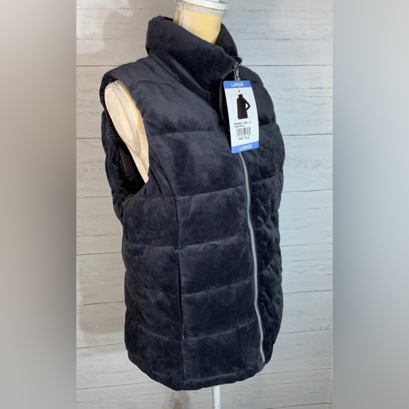 ZEROXPOSUR Dark Gray Large juniors Full Zip Soft Velour Vest Front Pockets NEW - Picture 6 of 12